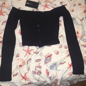 Talk that talk off shoulder top - Black